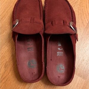 Birkenstock Burgundy Suede Slip-Ons